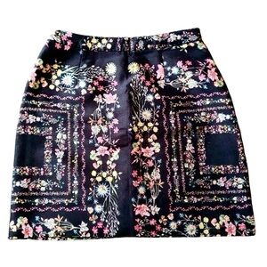 Ted Baker London Rainie Metallic Floral Jacquard Mini Skirt Panel Print Size 2